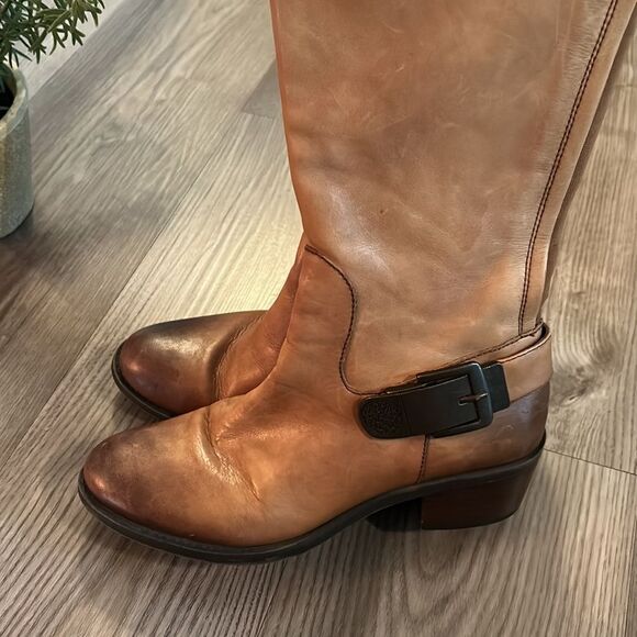 EUC WOMENS VINCE CAMUTO BEDINA OTK LEATHER BOOT BROWN TAN SIZE 6 - Picture 6 of 10